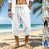 Pantaloncini Waffle a Nido d'Ape Larghi a 3/4 Casual da Spiaggia Estivi da Uomo