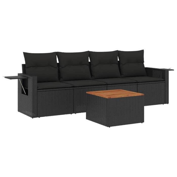 VidaXL Garden Lounge Set with Cushions 5 Pcs, Patio Sofas, Patio Furniture Set, Outdoor Furniture, Black 3224438