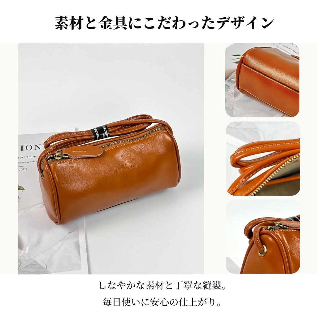 Kinatu Genuine Leather Shoulder Bag for Women, Small, Crossbody, Mini Bag, Stylish, Lightweight, Cowhide Leather, Simple Design, Cute and Stylish,