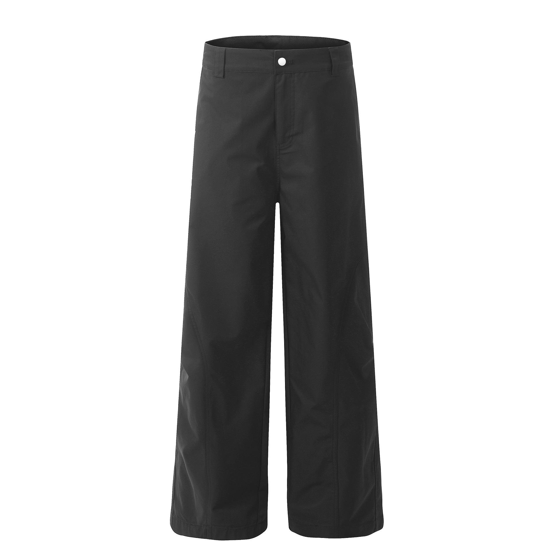 

Мужские тонкие плиссированные американские рабочие брюки с двойным коленом, ретро-трендовые брендовые изогнутые широкие брюки-десантники M чёрный