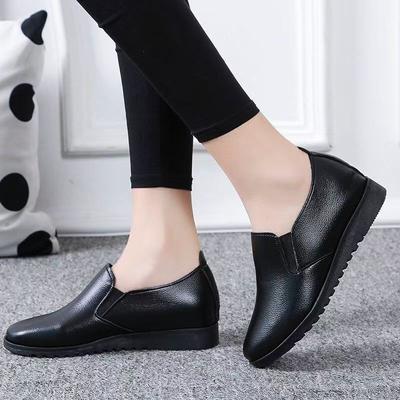 Non-slip Work Shoes 2025 Women's Black Flat-soled Mother Shoes Kitchen Work Shoes Waterproof Soft Leather Soft-soled Women's Single Shoes