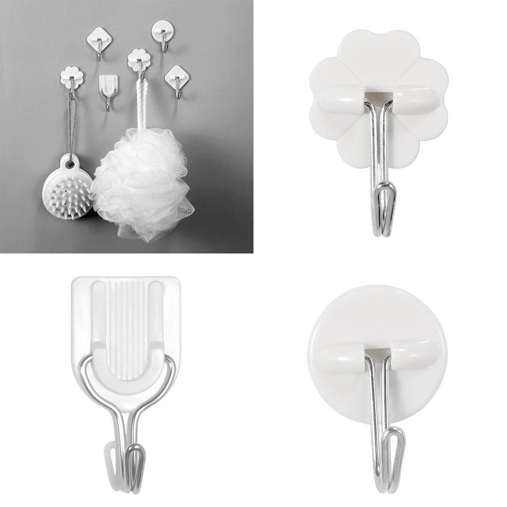 Compact Sticky Plastic Hook Rounded Design Bathroom Kitchen Storage Decoration