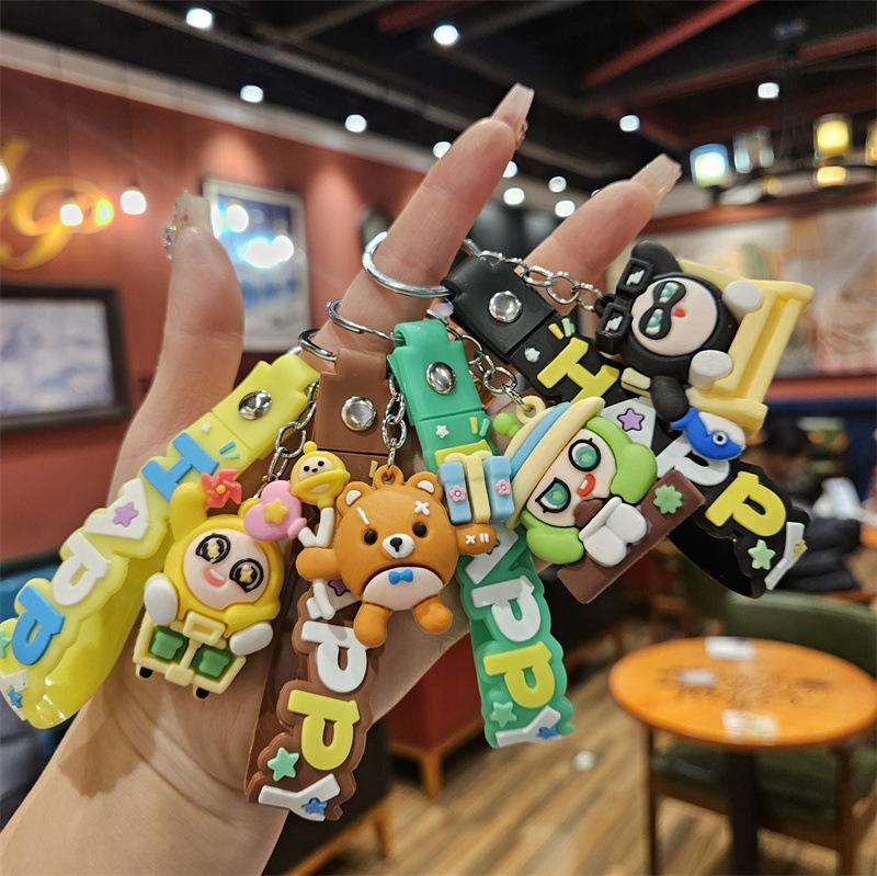 Internet-Berühmtheit Cartoon-Puppe Schlüsselanhänger Taschenanhänger Studentenanhänger Niedlicher PVC-Schlüsselanhänger Paar Auto Schmuck