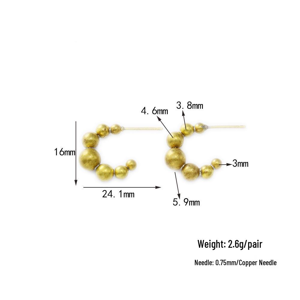 Brass Star and Bow Earrings: Round Bead Drop Accessories for Women Raw Brass (Platable)