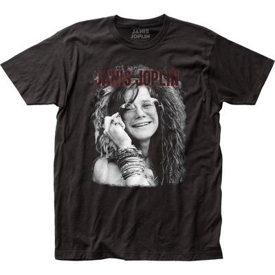 T-shirt Homme Janis Joplin Souriante Avec Lunettes Musique Classique Groupe Nouveau Noir Unisexe