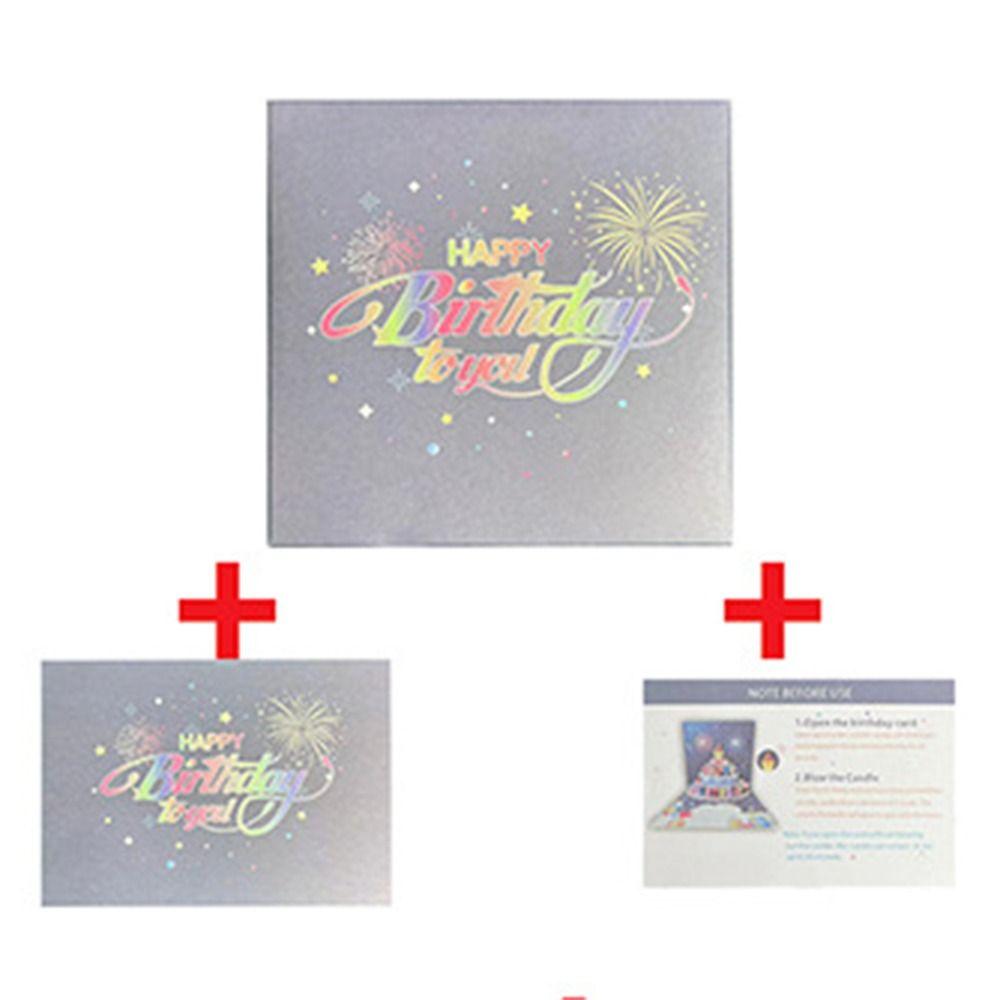 Blowable Led Candle Happy Birthday Card Musical and Light Birthday Cake Postcards  Child