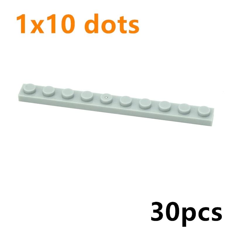 MOC Bricks Toys Educational Creative Compatible Brand Plate Thin Long Dots 30Pcs 4477 Building Blocks 1x10 1*10 for Kid