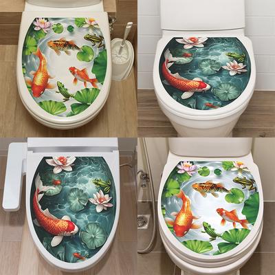 Lotusdam Lotus Koi Karp Toalett Bad Toalett Hjem Forskjønnelse Dekorasjon Klistremerker