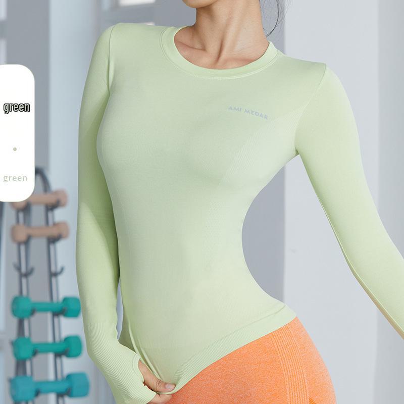 Xiaohongshu Women's Quick-Dry Breathable Long-Sleeve Yoga Tops - Sweat-Absorbent, Tight-Fit, Ideal for Autumn Running & Fitness.