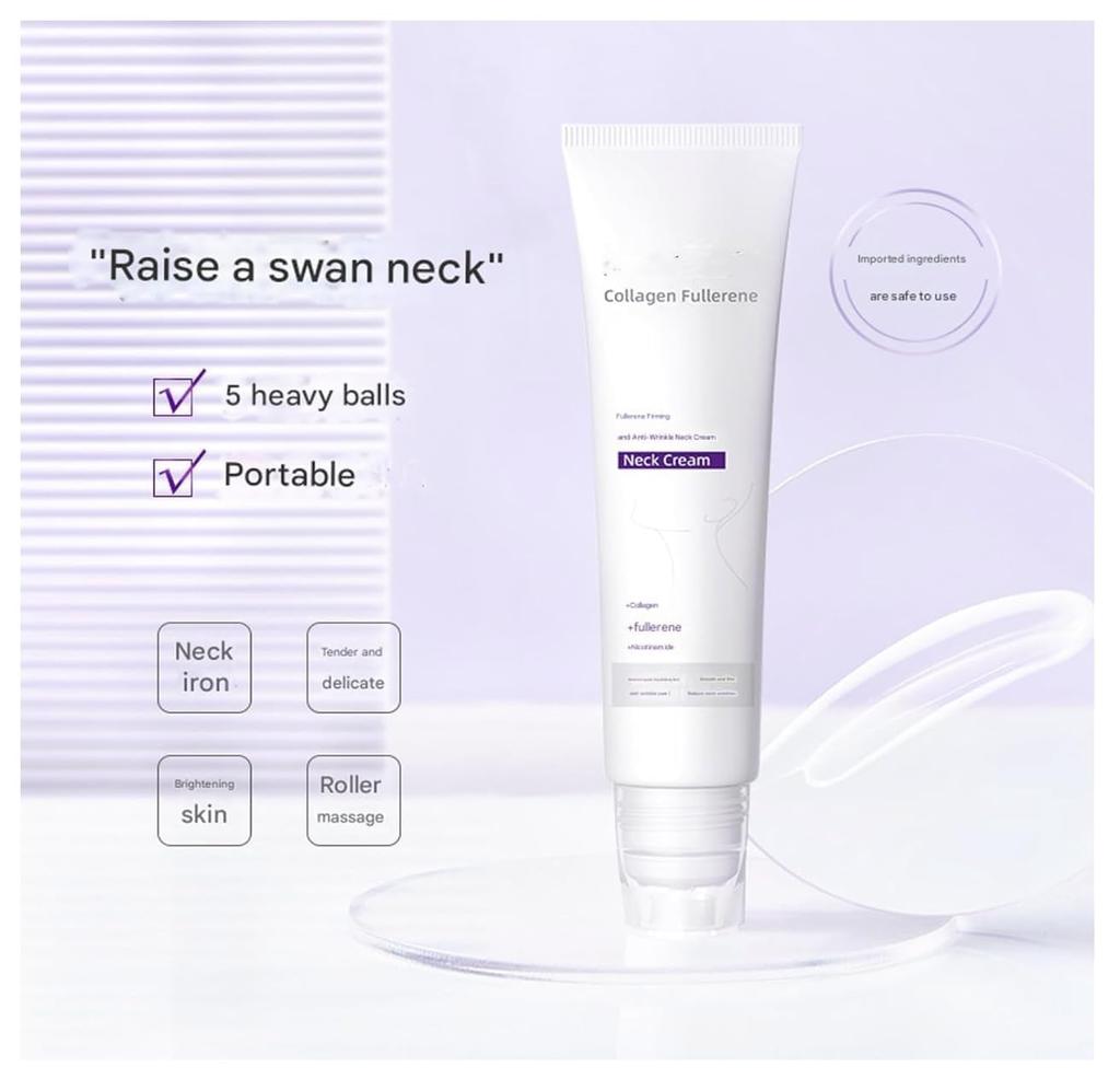 Collagen Fullerene Neck Cream Tightening & Firming Neck Moisturizer Anti-Aging Wrinkle Repair Hydrating & Lifting Formula with Niacinamide For Smoot