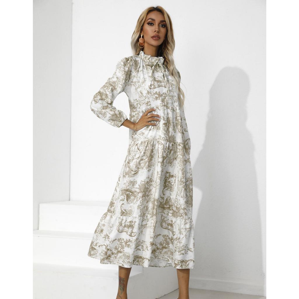 2025 New Fashion Trend Dresses Spring Summer Printed Waist Dresses Fashion Women's