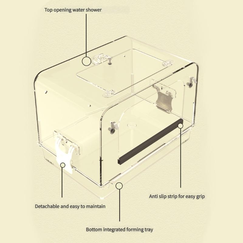 Pet Bird Bath Tub Transparent Bathing Tub Parrot Bathtub Parrot Shower Box Bathtub with Bottom Drawer