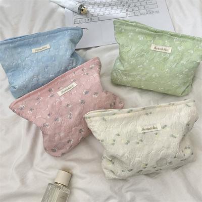 Small Fresh Cosmetic Bag, Large Capacity Liner Bag, Skin Care Product Storage Bag, Jacquard Rose Toilet Bag.