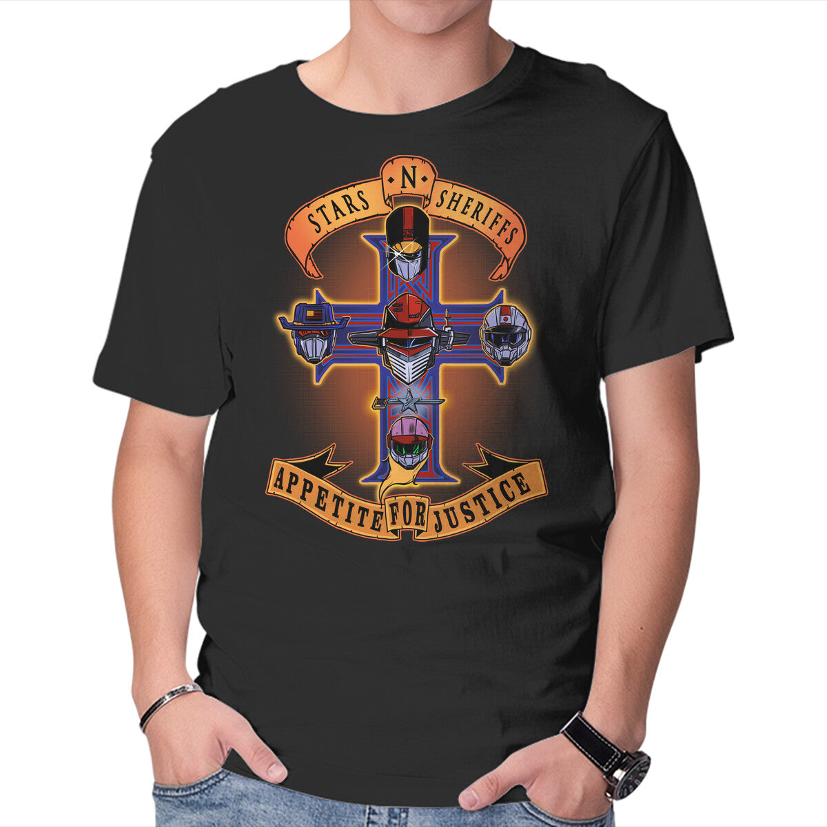 Unisex Crew Neck T-Shirt Stars N Sheriffs Graphic Short Sleeve Casual Tee XXXL