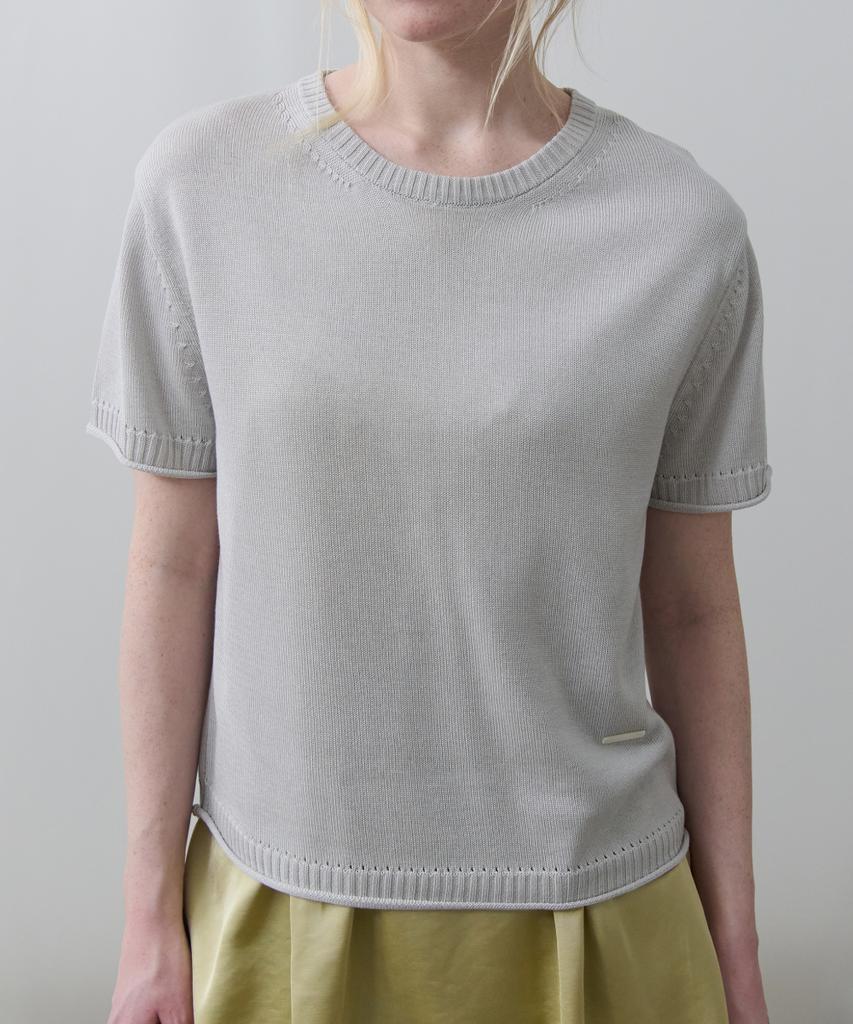 Toabe Silk Tencel Half Sleeve Knit (Cloudy)