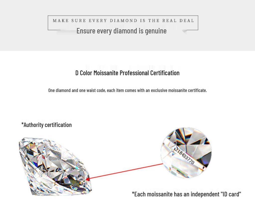 One Carat Moissanite Six-Prong Sterling Silver Ring with GRA Certification - Perfect for Proposal or Qixi Gift, S925