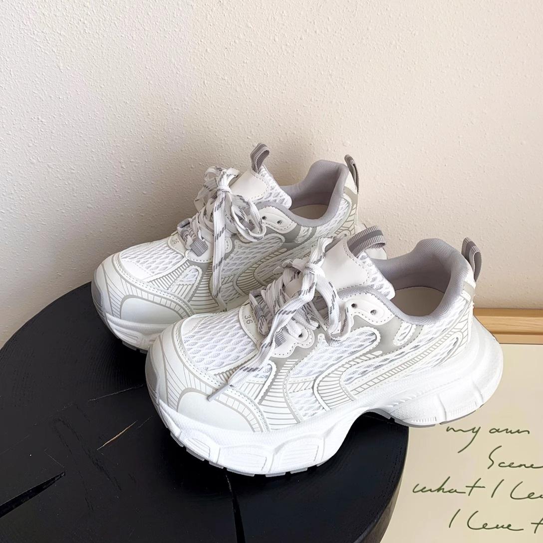 

2025 spring and summer new versatile student thick-soled heightening dad shoes for women, comfortable and sweet casual sports style little white shoes 35 бежевый