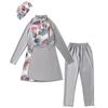 Women Printing Swimwear Muslim Bathing Suit with Cap Long Sleeve Swimsuit Full Coverage Swimming Suit 3 Pieces Sun Protection