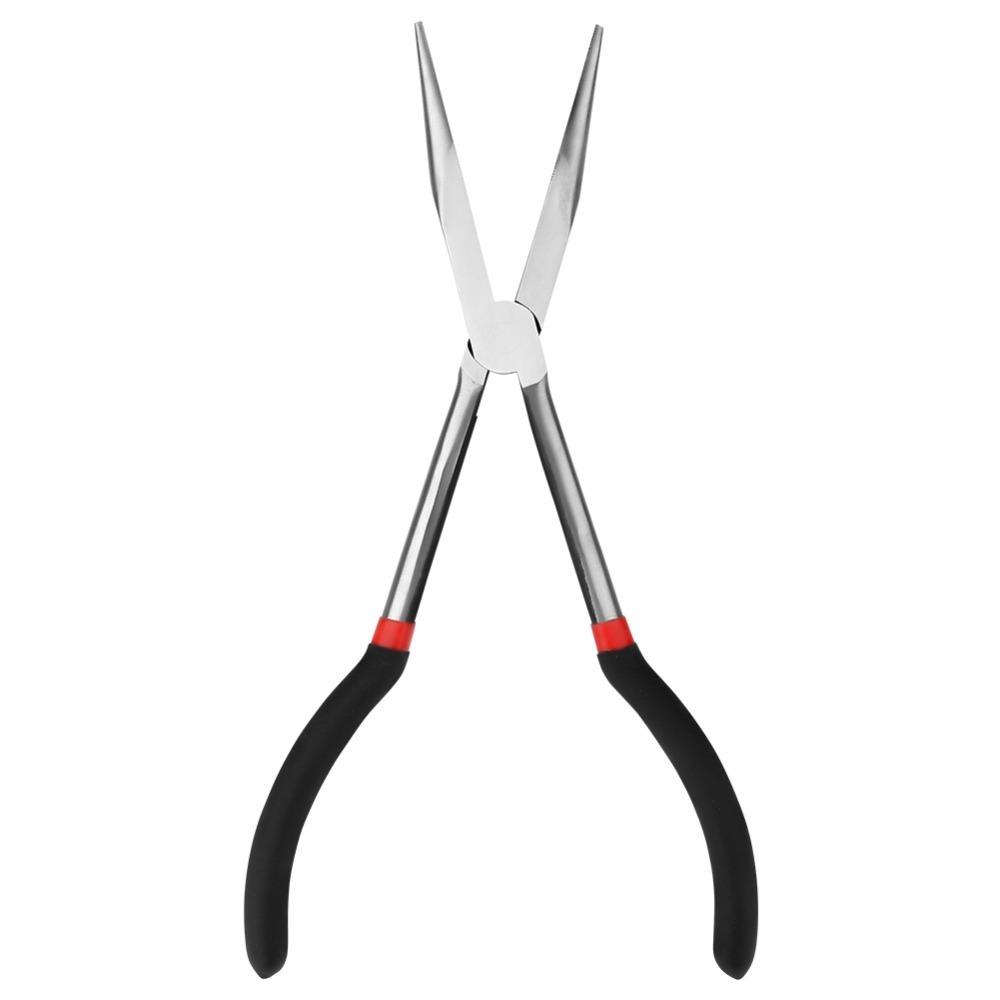 

11-Inch Needle Nose Pliers Non-Slip Grips Carbon Steel Straight Nose Pliers Multifunctional Hook Removing Plier Garage Use