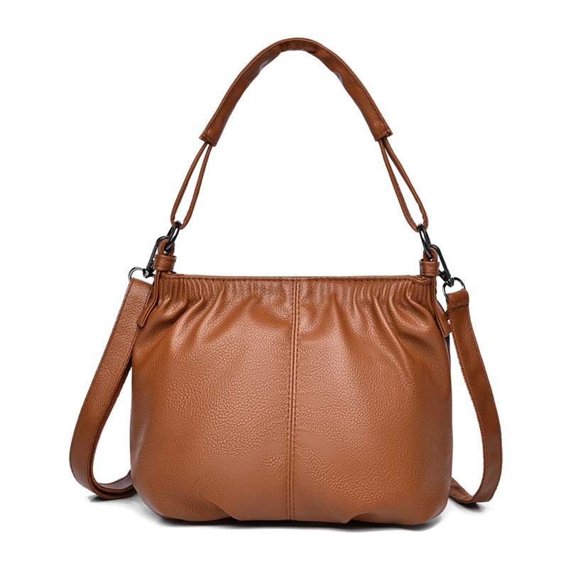 Borsa a Spalla Morbida in PU con Chiusura a Zip Frontale e Tracolla Regolabile Elegante Borsa Tote Quotidiana da Donna