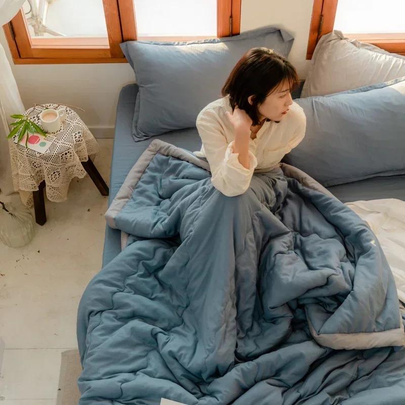 Comforter Lightweight Cooled Summer Quilt With Cooling Fabric Double Sides Cooling Blanket For Bed Silky Home Air Condition
