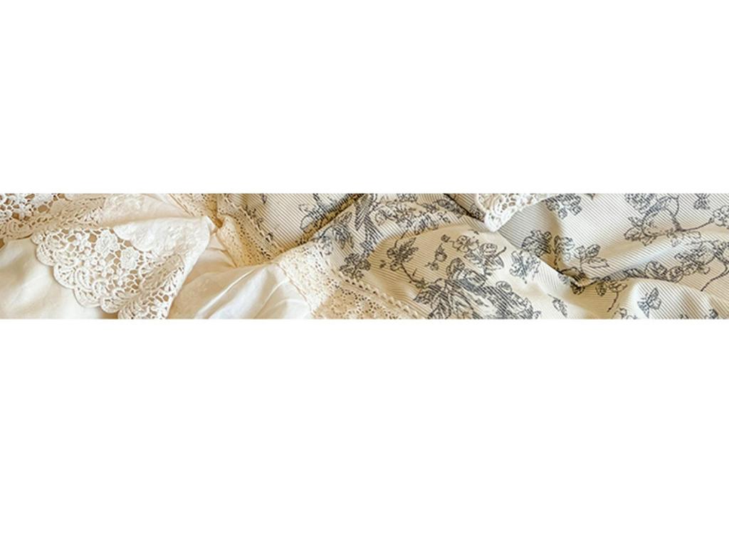 French Retro Princess Style Cotton Bedding Set with Lace Edge