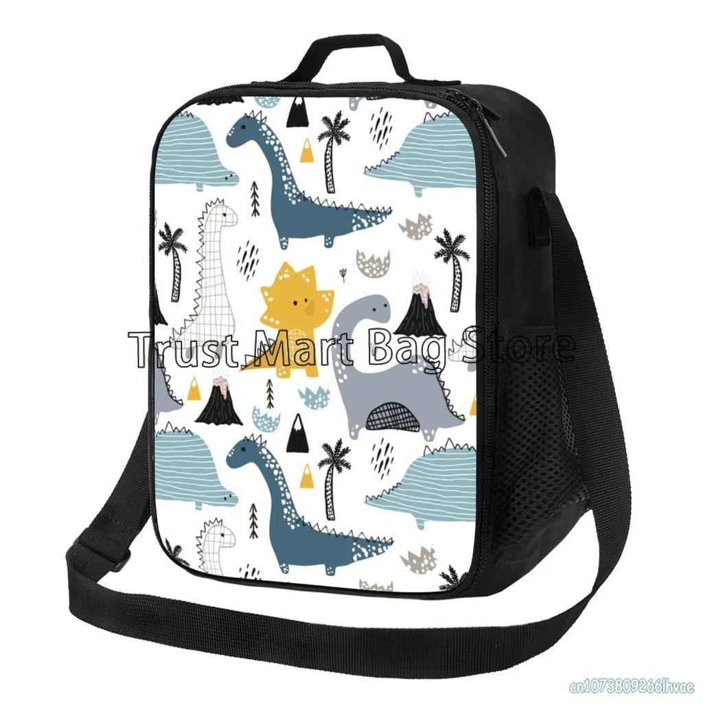 Isolierte Cartoon-Dinosaurier-Lunchtasche für Kinder, Jungen, Mädchen, tragbare thermische Bento-Lebensmitteltasche, Oxford-Kühltasche für Schule, Arbeit