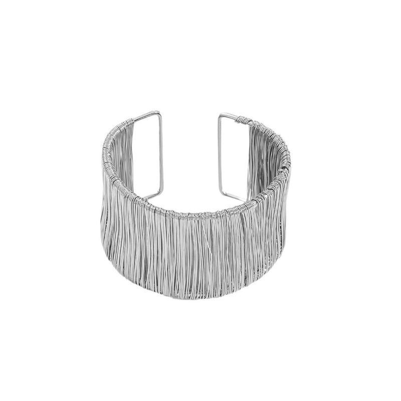Wide Alloy Bracelet Jewelry Fashion Brushed Personality Bracelet Irregular Open Bracelet Women