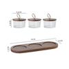 Japanese Dried Fruit Plate Glass Storage Bottle with Wooden Tray Lid Nut Fruit Snack Compartment Tray Household Snack Tray