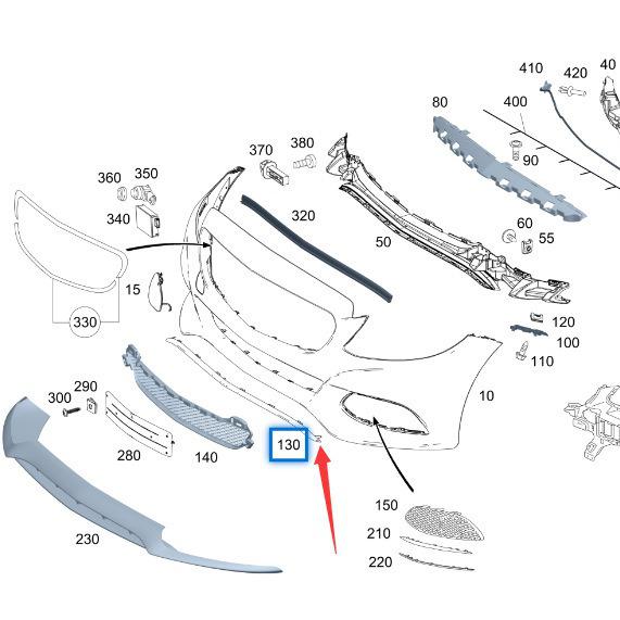 Front Bumper Bright Trim for Mercedes-Benz C-Class C200 C260 205 Short-Wheelbase Models
