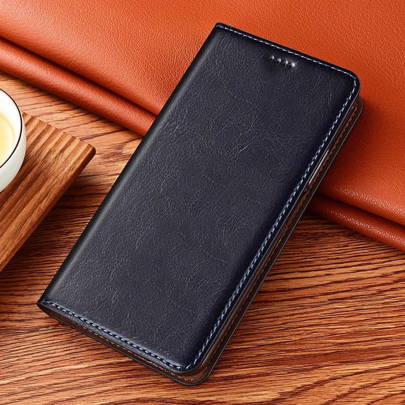 Phone Case for Samsung Galaxy S25 S24 S23 S22 S21 S20 FE Ultra Plus Edge Crazy Horse Genuine Leather Magnetic Flip Cover