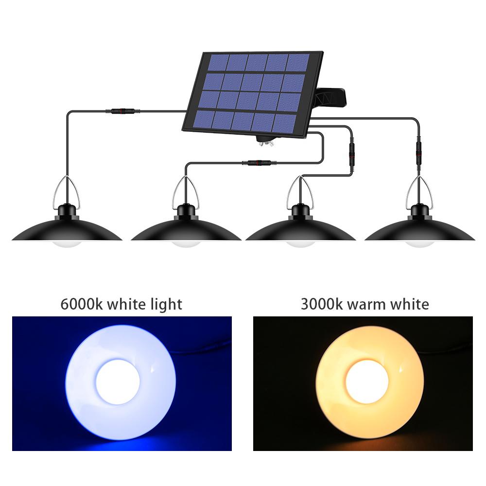 Solar Powered Pendants Light with Adjustable Panel Auto ON/OFF Lighting Sensor IP65 Water-resistant