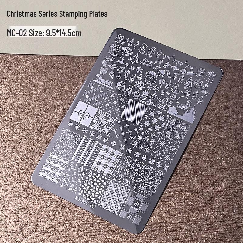 Nail Art Christmas Stamping Set: Elk, Snowflake, Tree, Santa & Balloon Patterns with Silicone Stamper