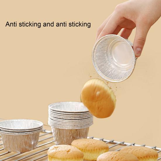 20Pcs Cupcake Cups Food Grade Non-Stick Eco-friendly Heat-Resistant Waterproof Aluminum Foil Cupcake Cups Baking Liners Home Supplies