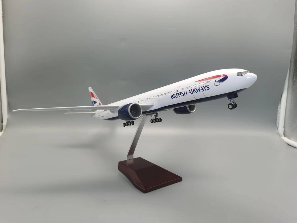 47CM 1/157 Scale B777 BRITISH Airways Airlines777 Model Plane With Lights& Wheels Base Diecast Resin Airplane Home Display Colle