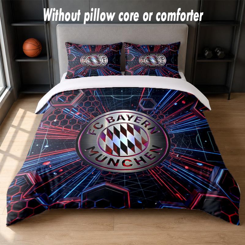 Set Biancheria da Letto Design Bayern Monaco 1 Copripiumino + 2 Federe Morbido Traspirante Biancheria da Letto per la Casa
