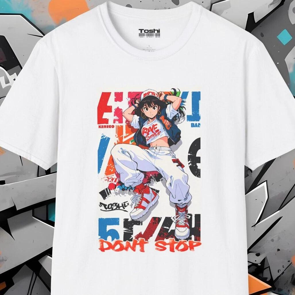 Anime B-Girl Tee – Graffiti-Style Breakdancing Art – Urban Hip Hop - Graphic Tee L