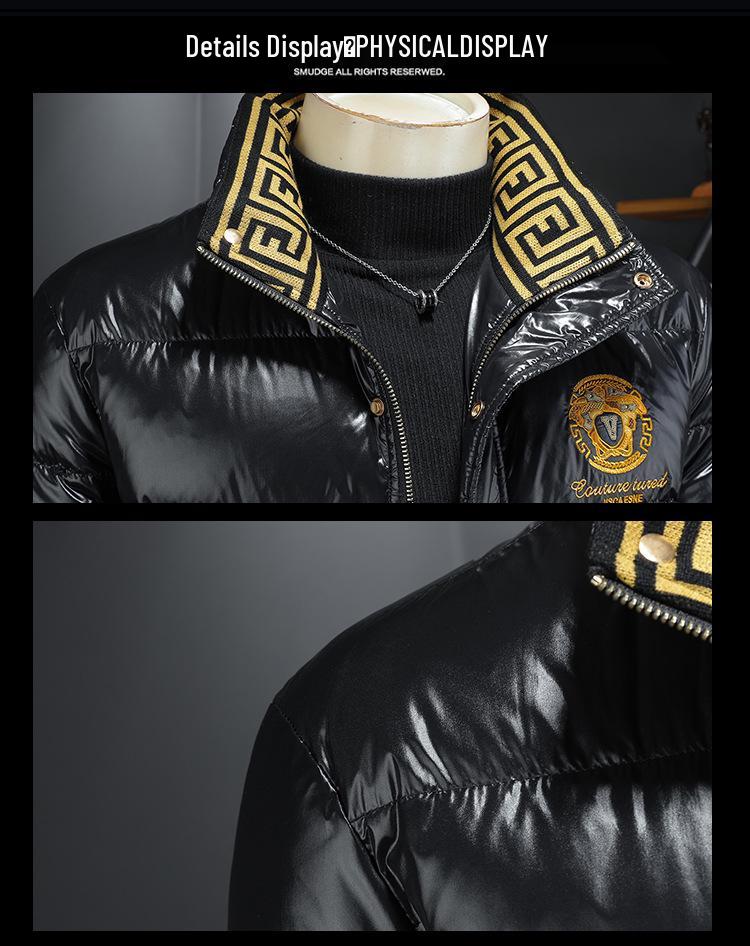 Trendige weiße Herren-Daunenjacke mit heller Oberfläche (Modell 2025) – Dick gefütterter und leichter Wintermantel