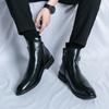 Mode Tout-aller Bottines Homme Cuir Souple Fermeture Éclair Latérale Chaussure d'Affaires Chaussures de Ville Élégantes Formelles Marche Botas Slip on Homme Bottines Chelsea