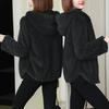 Women's Double-Sided Zippered Lamb Wool Jacket Warm Loose Hooded Sweater Solid Color Coral Velvet