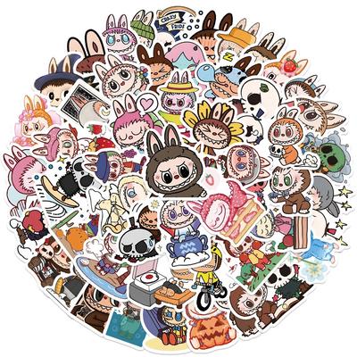 50Pcs Cute Labubu Stickers Labubu Decal DIY Phone Guitar Laptop Notebook Suitcase Cup Waterproof Sticke