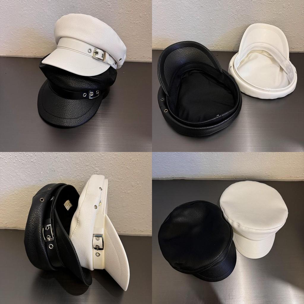 Retro Beret Hat For Women Pu Leather Sunshade And Warmth For Spring And Fall