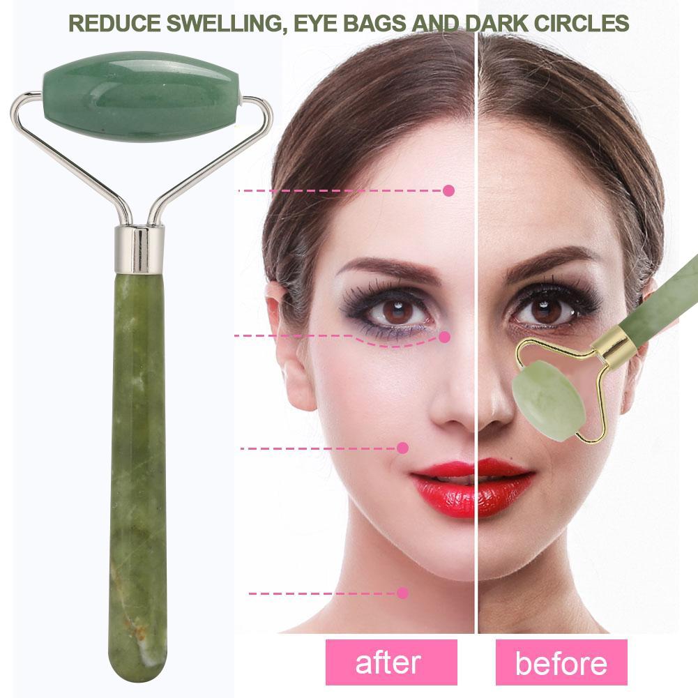 Jadestone Roller Face Massager Skin Tightening Lifting AntiWrinkle Facial Massage Instrument(Pink QuartzJadestone Single Head )