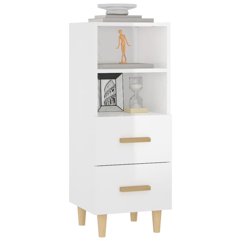 Sideboard High Gloss White 34.5 x 34 x 90 cm Engineered Wood