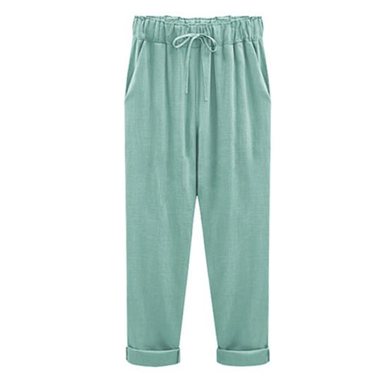 Thin Elastic Waist Women Trousers Side Pockets Drawstring Wide Leg Casual Trousers Ladies Clothing