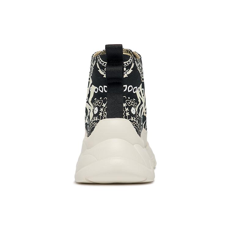 MLB Chunky High Slip Resistant Abrasion Resistant Cushioning High Top Canvas Shoes Unisex White Black 3ASHULP2N-50BKS