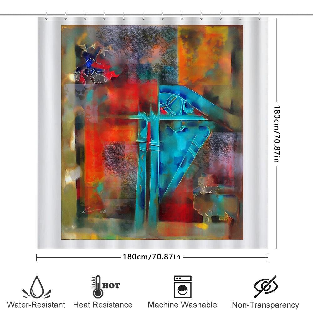 Shower Curtain Waterproof Abstract Ocean Wave Art Bathroom Decor Set Modern Coastal Home Textile Beach Theme Backdrop