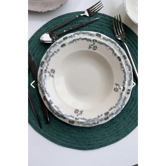 Old Town Premium Porselen 24 Parça 6 kişilik Günlük Vintage Çiçek Desenli Yemek Takımı