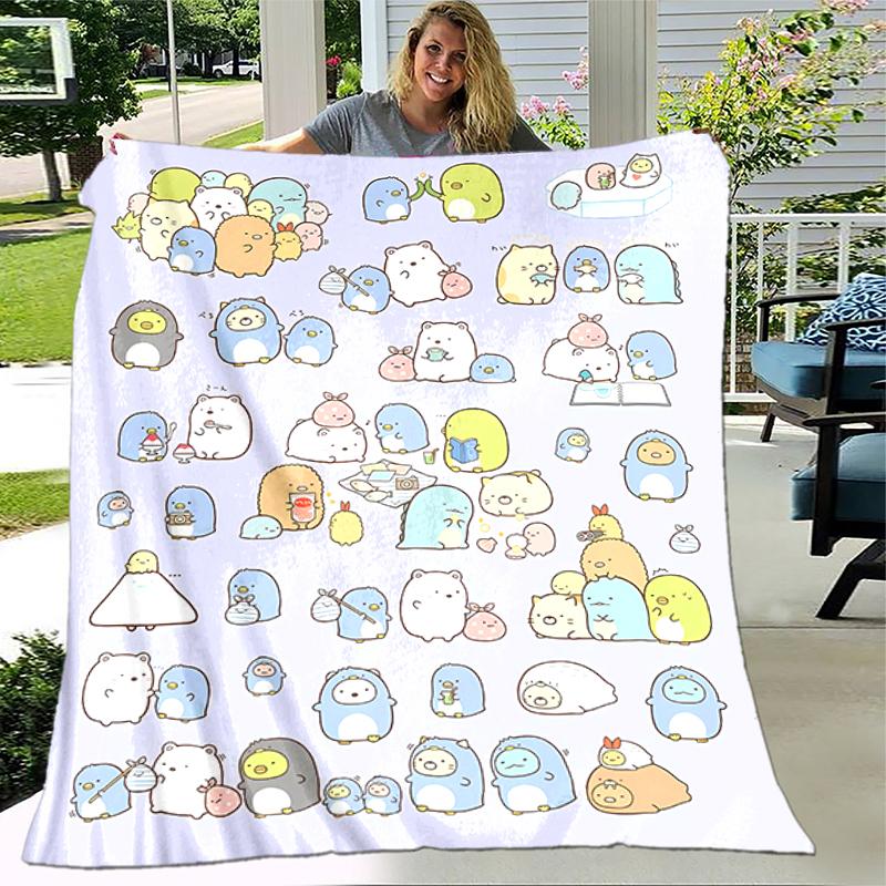 1pc Blanket Sumikko Gurashi Print Design, Lightweight Blanket for Sofa, Bed- Soft &Warm, Gift for All Seasons like Christmas, Halloween
