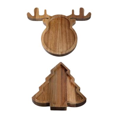 Weihnachten Holz Serviertablett Weihnachtsteller Festliche Obstschale Dinner Tablett für Küchenaufsatz Bartischplatte Restaurant